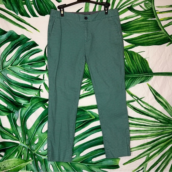 Banana Republic Pants - Banana Republic 4 Hampton Green White Black Speckle Dot Pattern Low Rise Pants